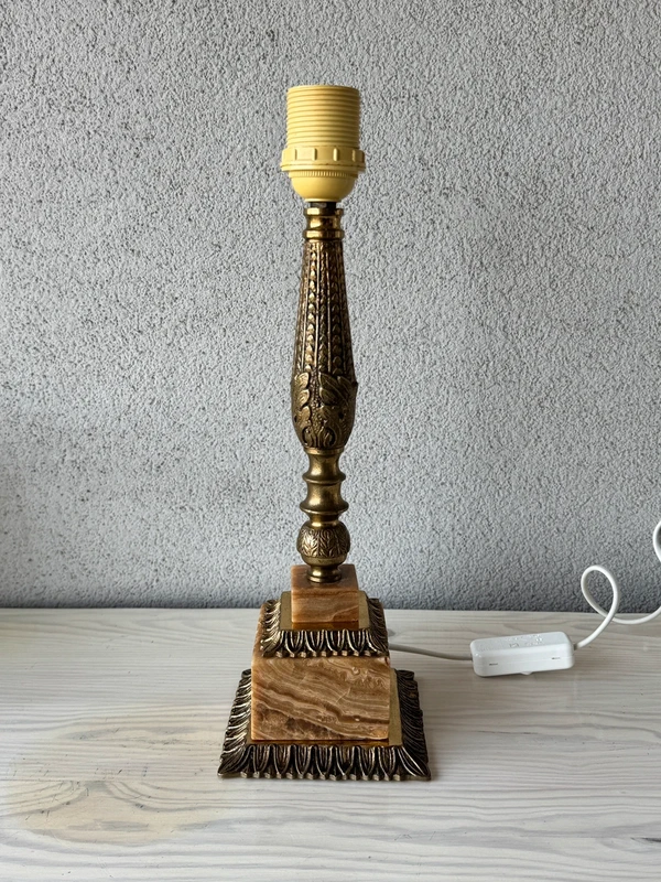 Włoska lampa z onyksu i mosiądzu