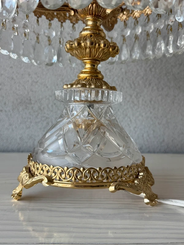 Lampa kryształowa i mosiądzu - obrazek 3