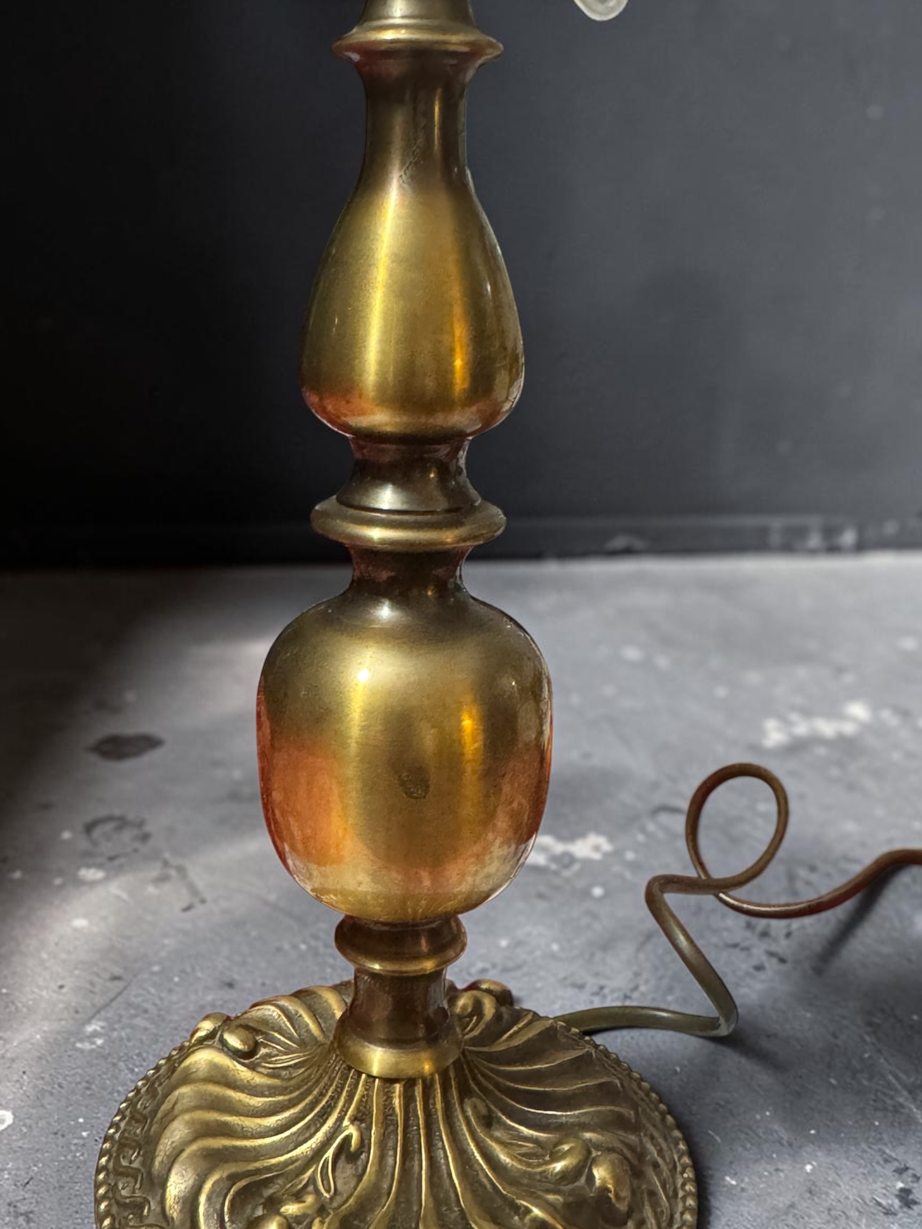 Stara lampa gabinetowa z mosiądzu – 33 cm | Sprawna, Vintage - obrazek 6